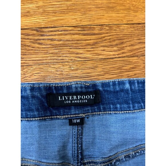 Liverpool Los Angeles Womens Denim Skirt Plus Sz 18W Blue Stretch Denim at Knee - Picture 4 of 8